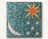 Ceramic China Mosaic-Sun, Moon & Star